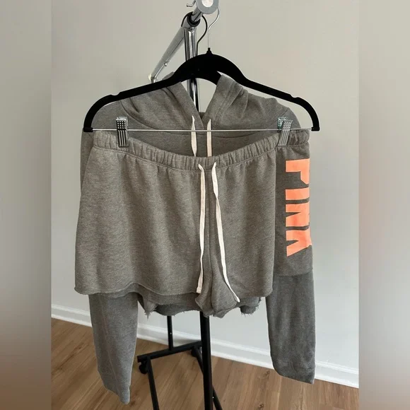 Victorias Secret PINK Gray Hoodie and Shorts Set - Picture 8 of 9